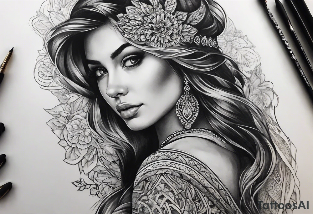 I want a Vertical Tattoo on the Outside of my left forearm. The picture I want is Kosovska Devojka tattoo idea
