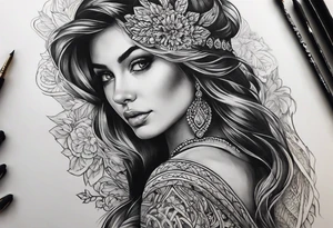 I want a Vertical Tattoo on the Outside of my left forearm. The picture I want is Kosovska Devojka tattoo idea