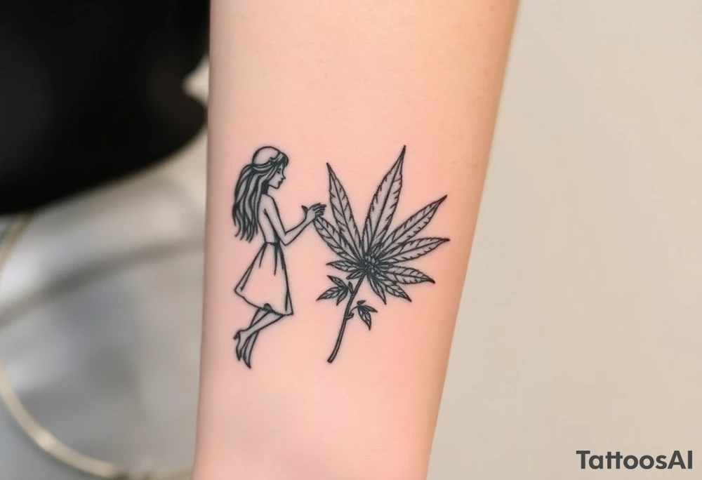 I taught Mary Jane how to dance with weed art tattoo idea