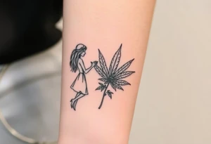I taught Mary Jane how to dance with weed art tattoo idea