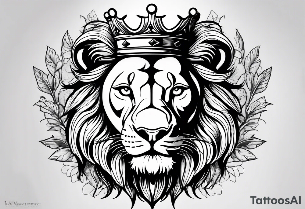 lion wearing crown tattoo idea