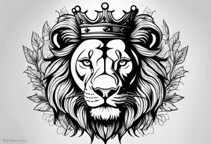 lion wearing crown tattoo idea