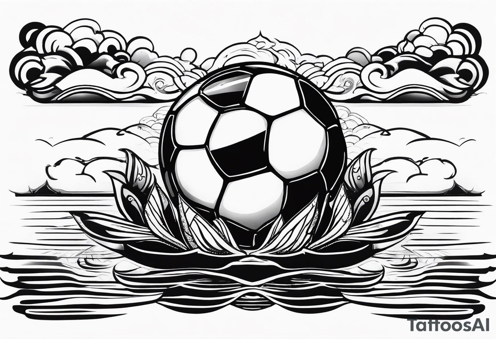 A football mirrored in a lake tattoo idea