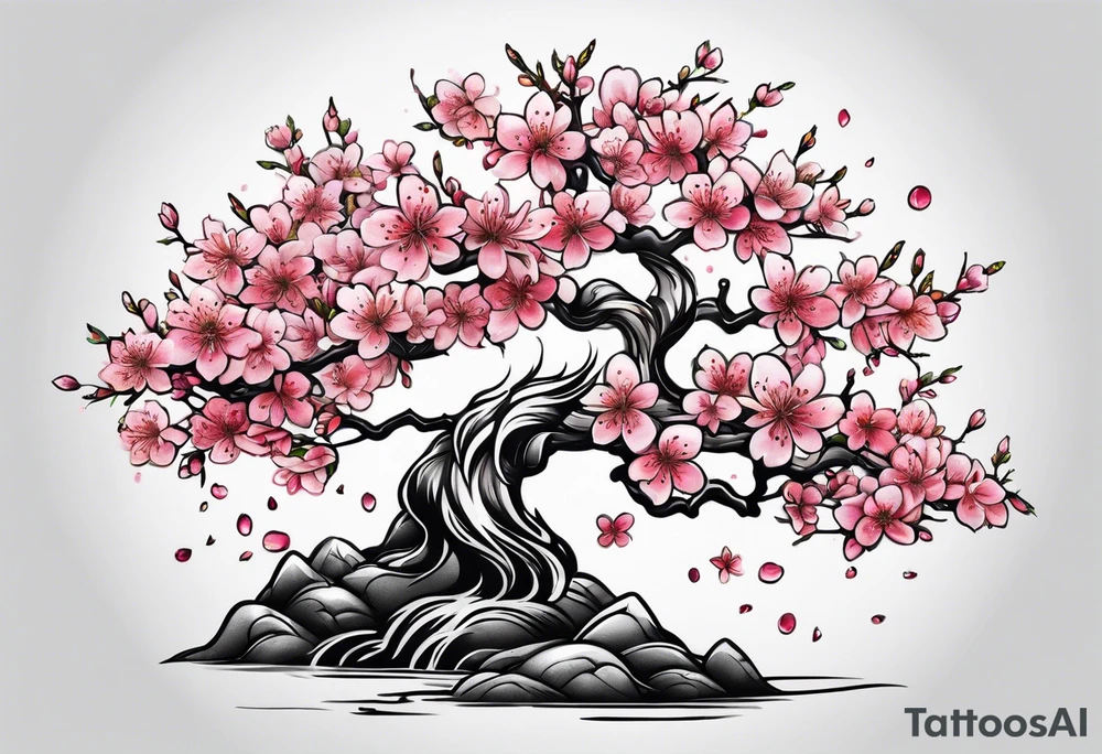 Cherry blossoms and srtars tattoo idea