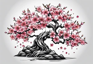 Cherry blossoms and srtars tattoo idea