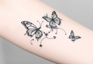Anastacia in old English long beach California theme with butterflies tattoo idea