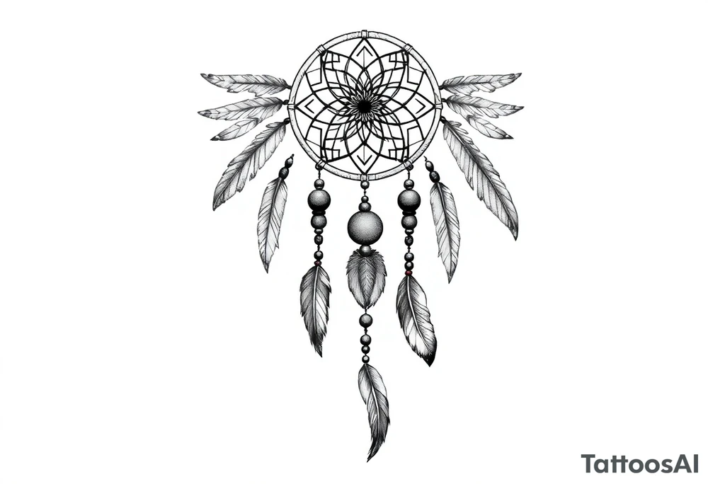 native dreamcatcher with flowing feathers and sacred beads tattoo idea native dreamcatcher with flowing feathers and sacred beads tattoo idea