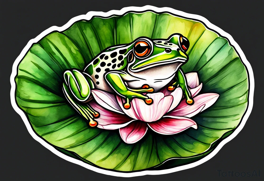 Small frog on lily pad tattoo idea