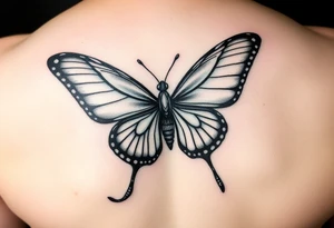 ethereal butterfly with flowing silk ribbons in moonlight tattoo idea