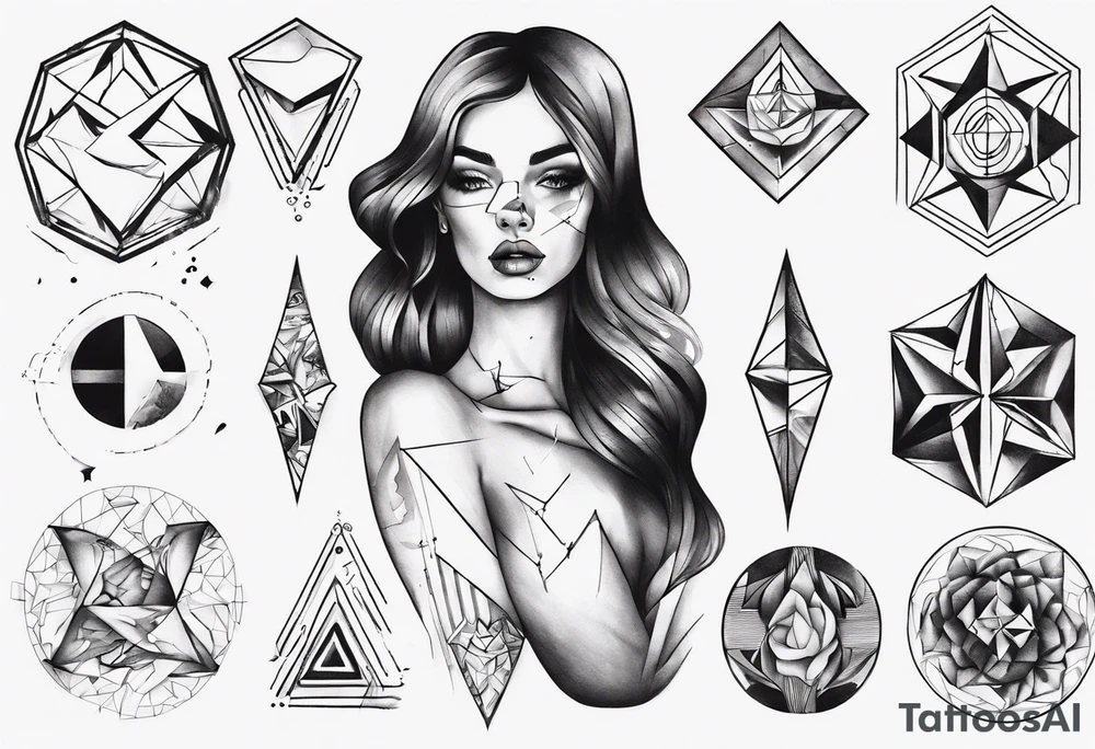 beautiful woman mixed with geometric objects tattoo idea beautiful woman mixed with geometric objects tattoo idea