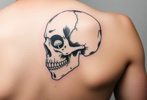 left side of a skull with cordyceps fungus out of its eyes and mouth tattoo idea