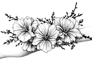 on forearm with Irises flowers, cherry blossom tattoo idea