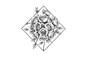 A lot of Small Roses inside a diamond shape tattoo idea