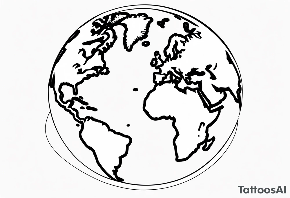 globe single line tattoo idea