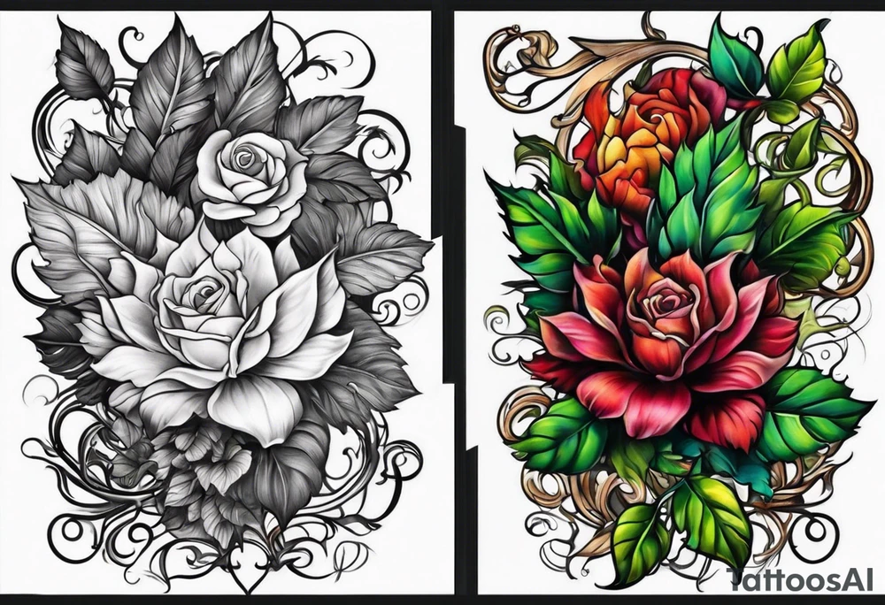 Vine and leaf sleeve tattoo idea