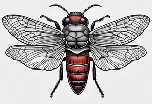 Stippled cicada with red background tattoo idea