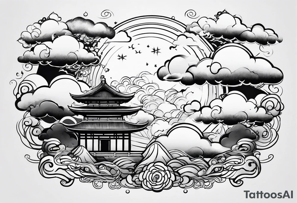 clouds minimalist in japanese tattoo style tattoo idea