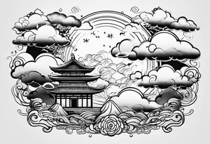 clouds minimalist in japanese tattoo style tattoo idea