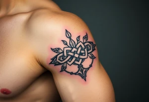 Celtic knot band combined with nature tattoo idea