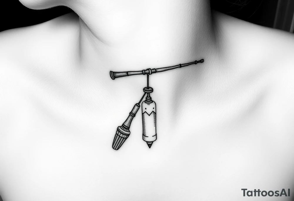 Old fishing rod with something showcasing South Carolina BBQ dangling from it tattoo idea