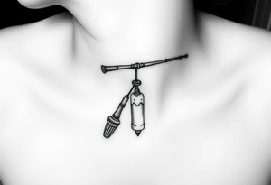 Old fishing rod with something showcasing South Carolina BBQ dangling from it tattoo idea
