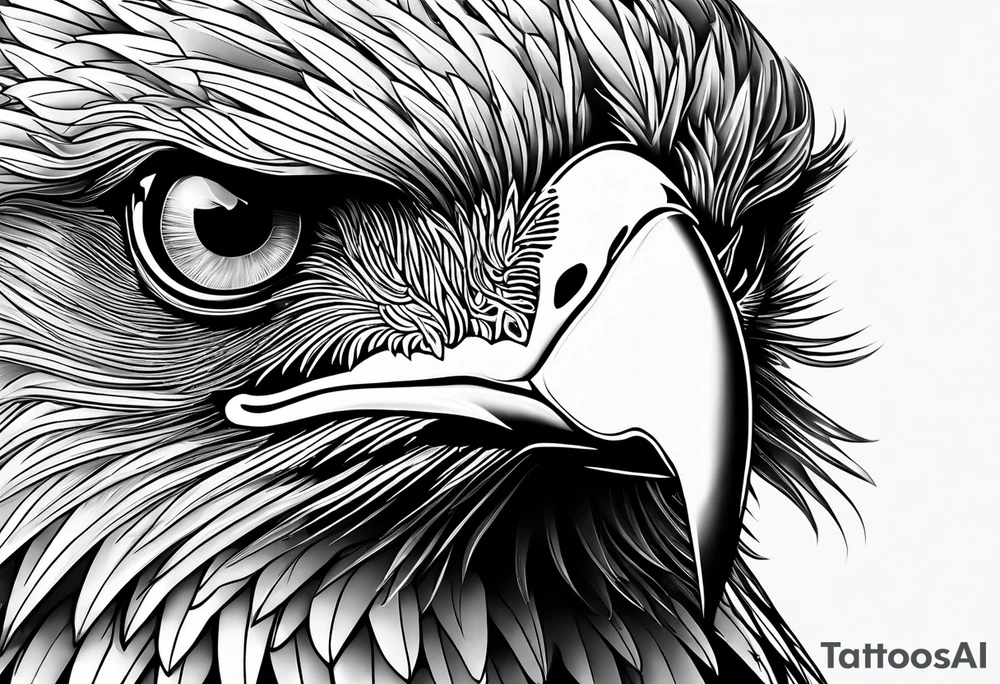 black and white eagle with blue eyes tattoo idea