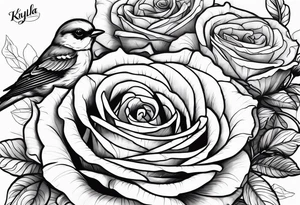 roses with birds and the name kayla tattoo idea