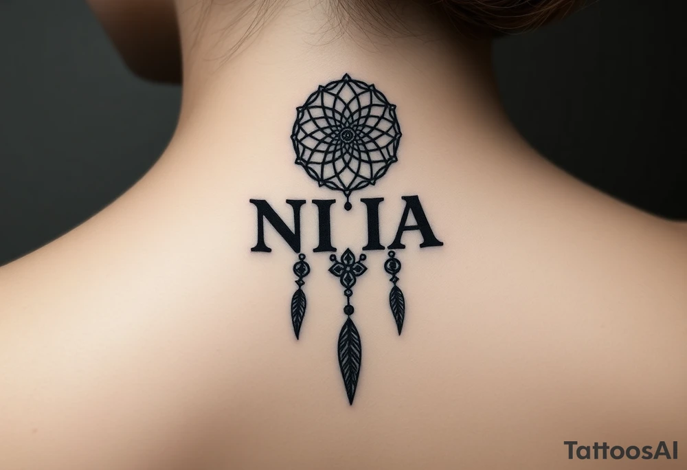 Nia letters with a dreamcatcher tattoo idea