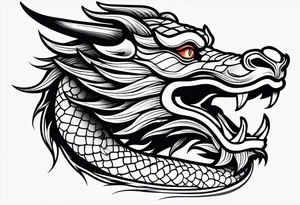 left side profile of a chinese dragon face tattoo idea