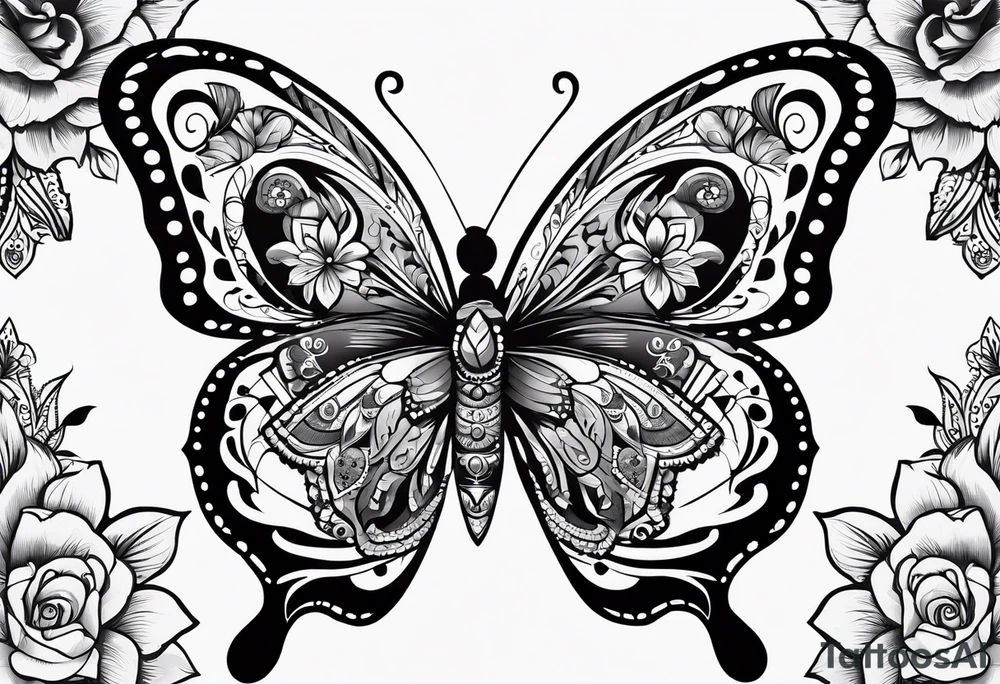 butterfly more manly with day of the dead tattoo idea