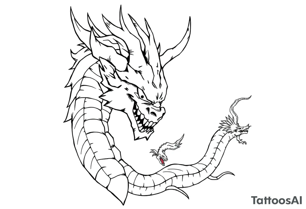 Shenron with 7 dragon balls tattoo idea