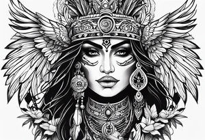 kali, goddess pirate, pachamama, valkrye, warrior, skull, lotus azul, wing, eagle, zenza resonance tattoo idea