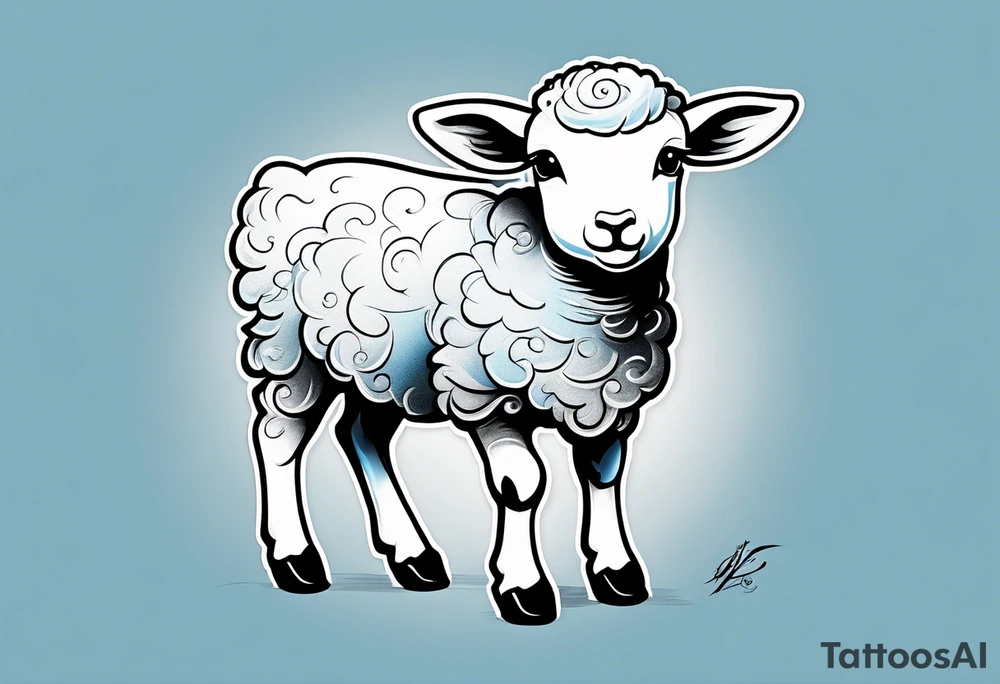 Pastel blue Lamb tattoo idea