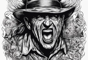 Horror theme with scream face and Freddy Krueger tattoo idea