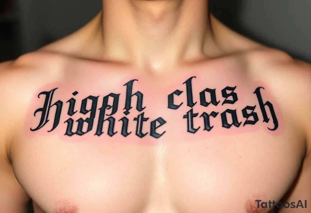 Chicano style lettering of high class white trash tattoo idea