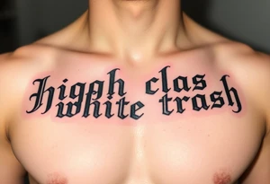 Chicano style lettering of high class white trash tattoo idea