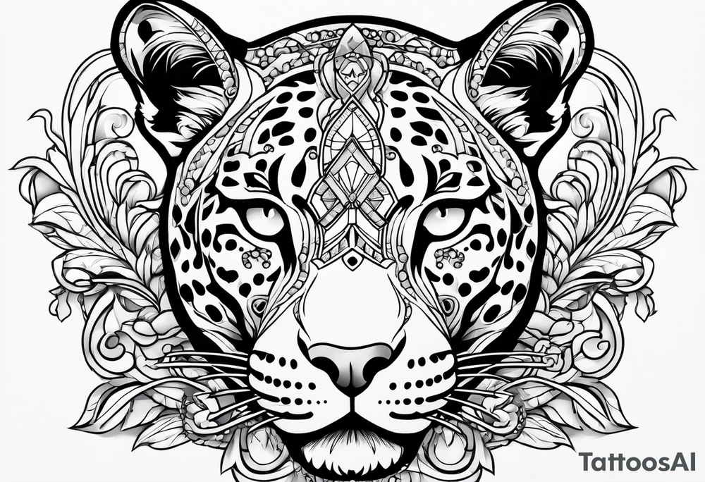 a jaguar outline and the letter A with a crown tattoo idea