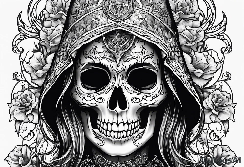 lady skeleton grim reaper satan tattoo idea