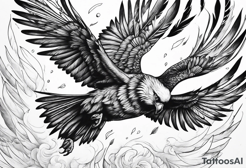 Icarus falling, with feathers floating down tattoo idea