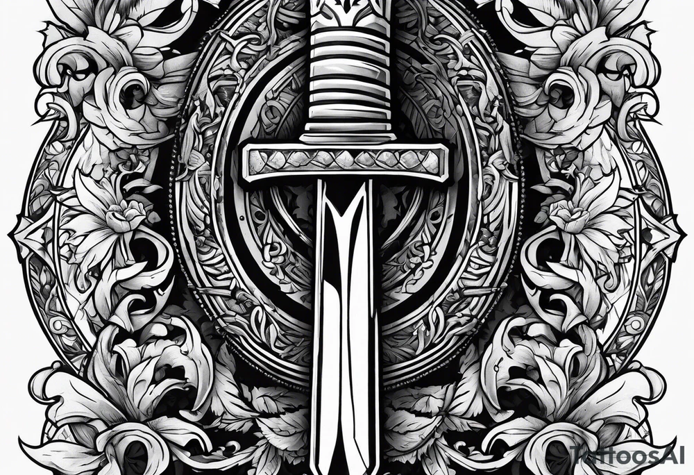 Hand holding dagger tattoo idea