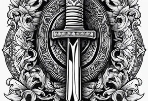 Hand holding dagger tattoo idea