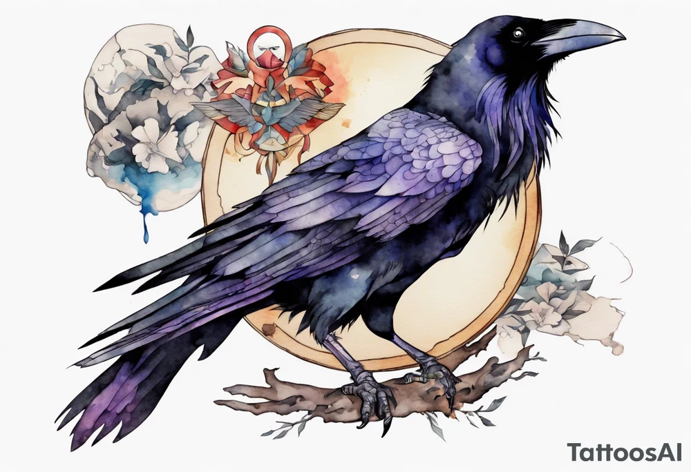 a raven wearing an amulet tattoo idea