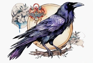 a raven wearing an amulet tattoo idea