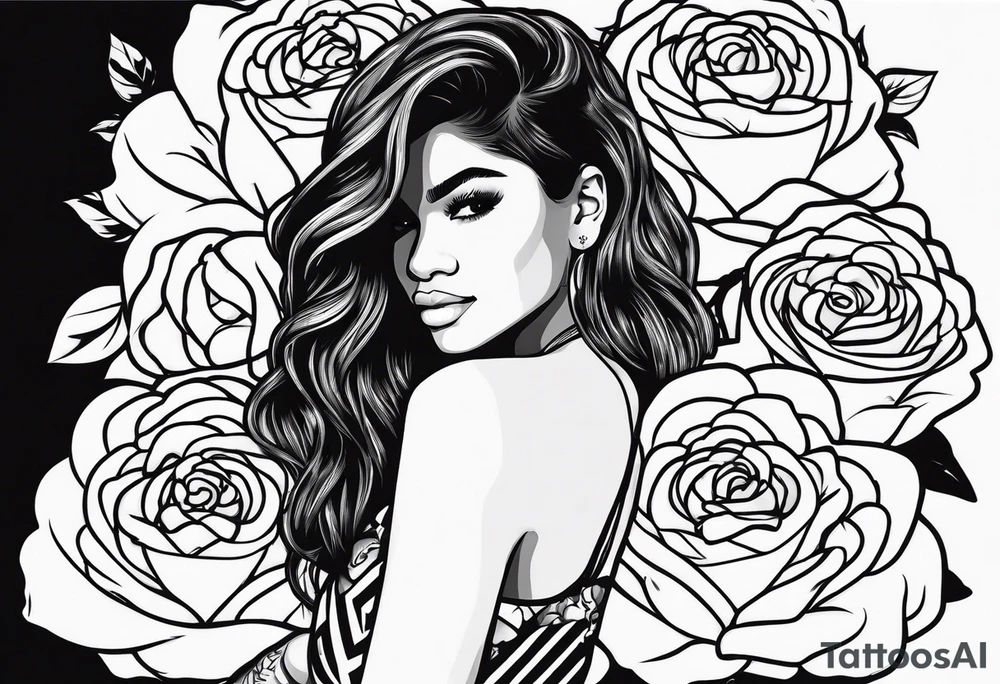 Zendaya on bed of roses tattoo idea