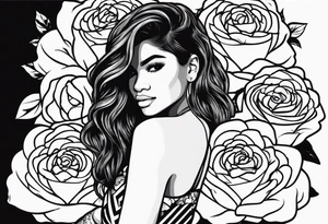 Zendaya on bed of roses tattoo idea