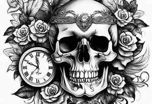 Tattooo that shows that nothing is forever with a skull and a watch tattoo idea