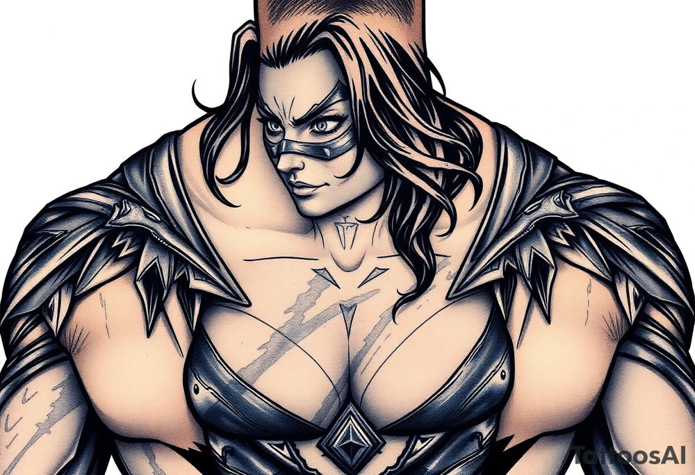 Create a comic book cover for a black female superhero named aquaRaven tattoo idea