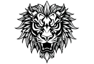 Lion dragon face tattoo idea