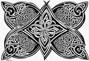 shaded four leaf celtic clover with different celtic knots in each leaf - trinity, love knot, spiral, dara tattoo idea