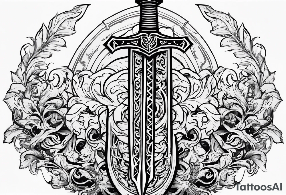 Valhalla sword warrior funeral tattoo idea